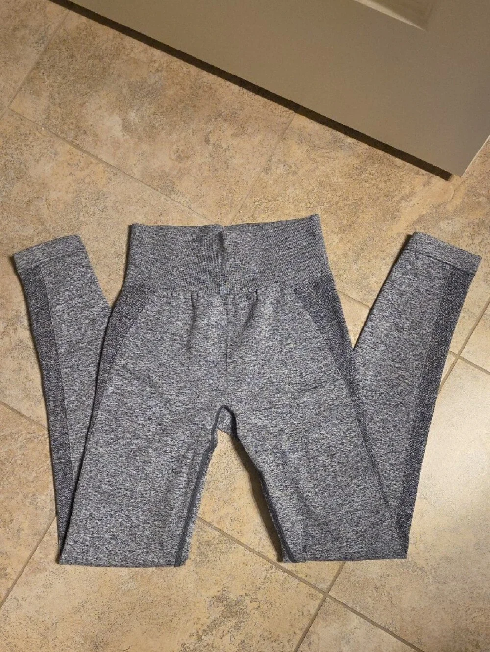 Gymshark Gray Seamless High-Waist Leggings with Logo Waistband